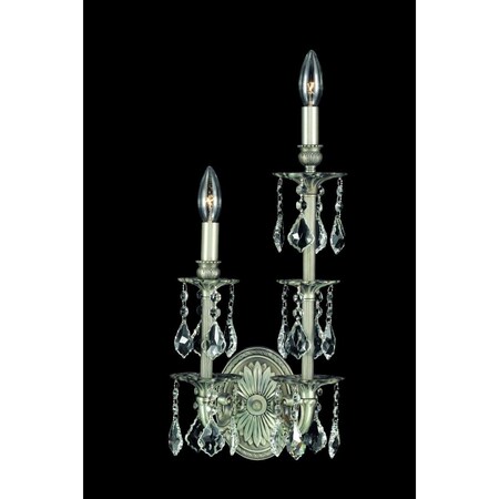 Lighting Business 9502SW9PW-RC 9 in. Marseille 2 Lights Wall Sconce Light with Royal Cut Crystals, Pewter LI1536830
